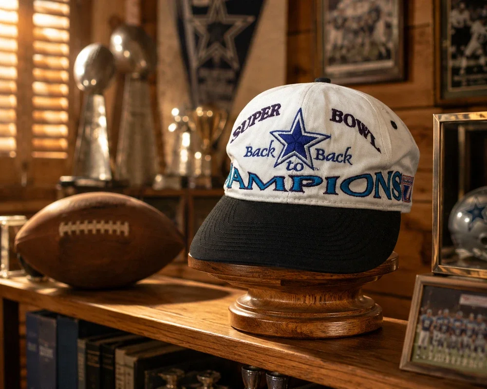 Vintage Logo 7 Dallas Cowboys Back To Back Super Bowl Champions Snapback Hat NFL